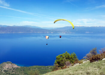 А Мountain In Macedonia That Overlooks Two Lakes