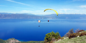 А Мountain In Macedonia That Overlooks Two Lakes