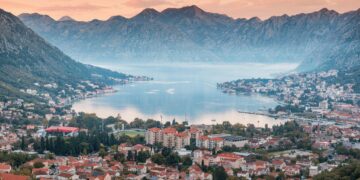 Kotor Old Town and Bay of Kotor panoramic view in Montenegro