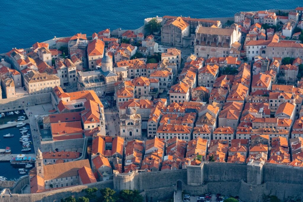 Dubrovnik, Croatia — Stunning aerial capture of Dubrovnik's Old Town and majestic Adriatic Sea coastline.