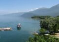 Boat on Lake Ohrid near St Naum in North Macedonia