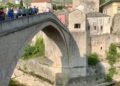 Stari Most and the historic Old Town in Mostar, Bosnia and Herzegovina