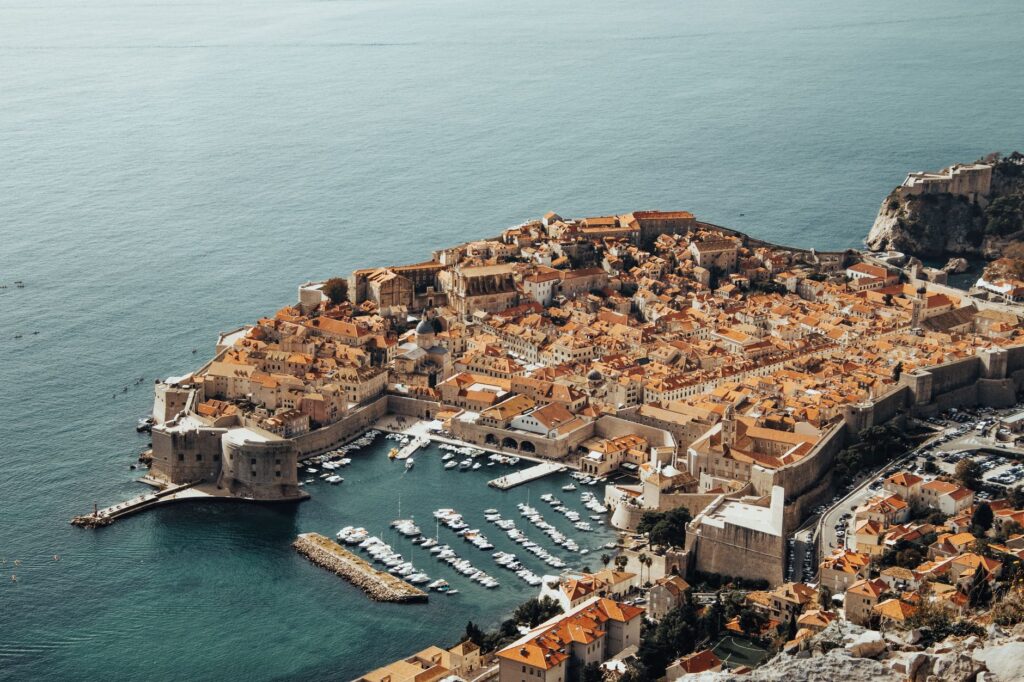 Dubrovnik, Croatia — Captivating aerial view of the historic Old Town of Dubrovnik, Croatia, during the summer.