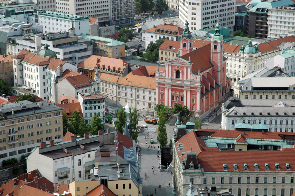Ljubljana, Slovenia — Prešeren Square in Ljubljana, Slovenia