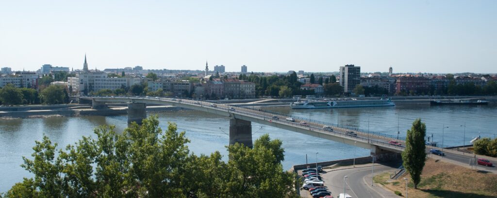 Novi Sad, Serbia — Varadin Bridge in Novi Sad, Serbia