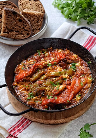 Saranda, Albania — Fërgesë traditional food