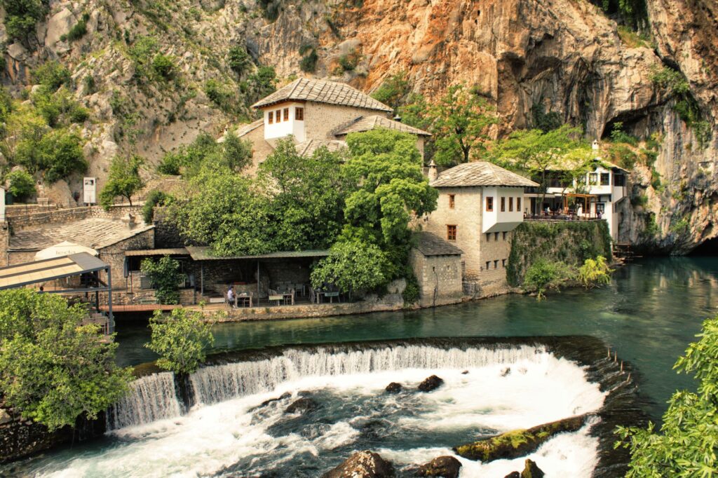 Blagaj, Bosnia and Herzegovina — Explore the serene setting of Blagaj Tekija, nestled by the River Buna in Bosnia.
